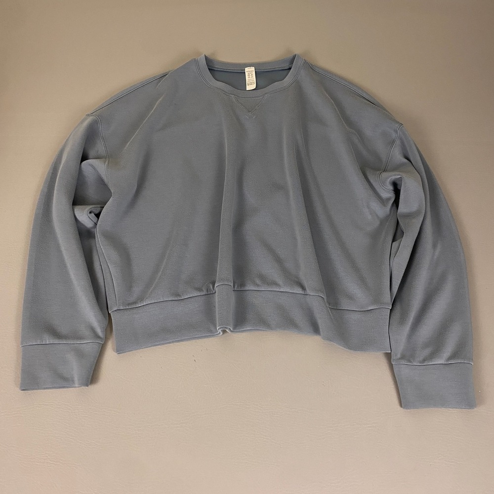 Spanx AirEssentials Sweatshirt 1X Crew Slate Blue‎ Oversized Back Pleat *Wear